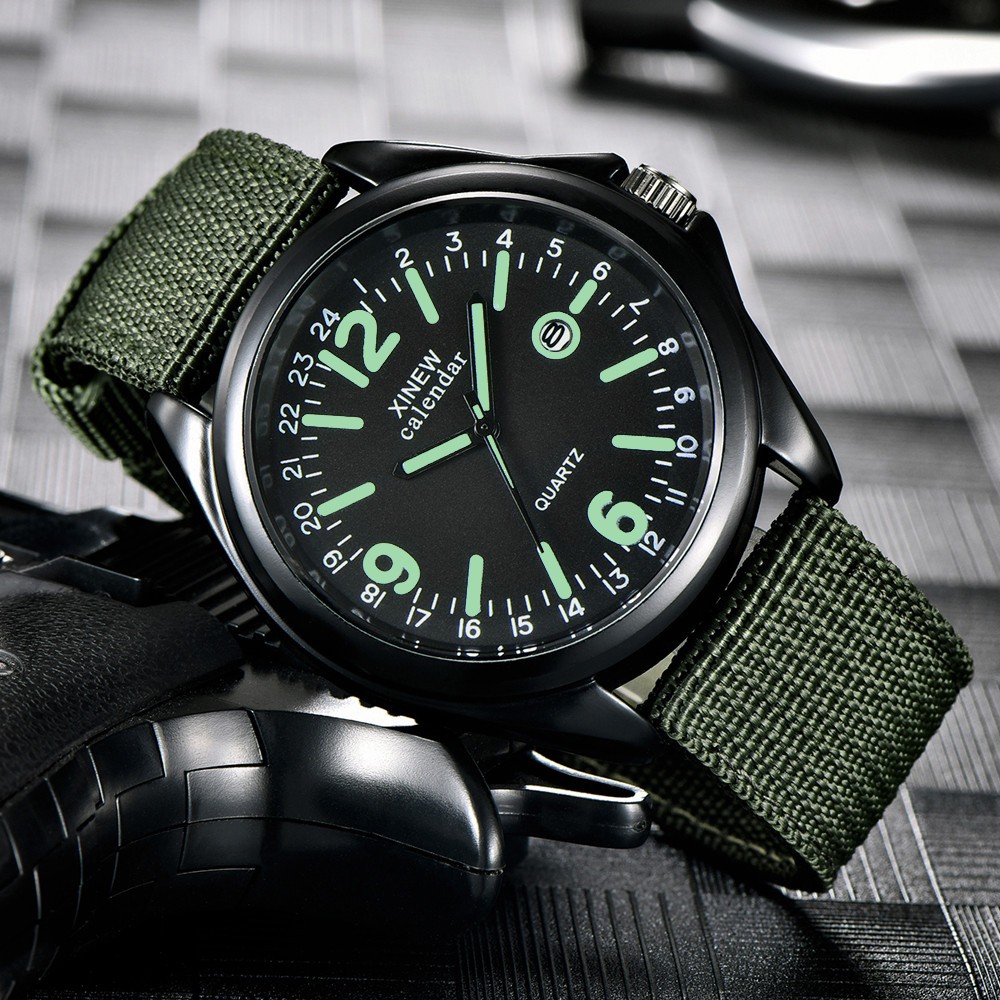 Luxury Watch Black - Montre à quartz militaire pour homme,