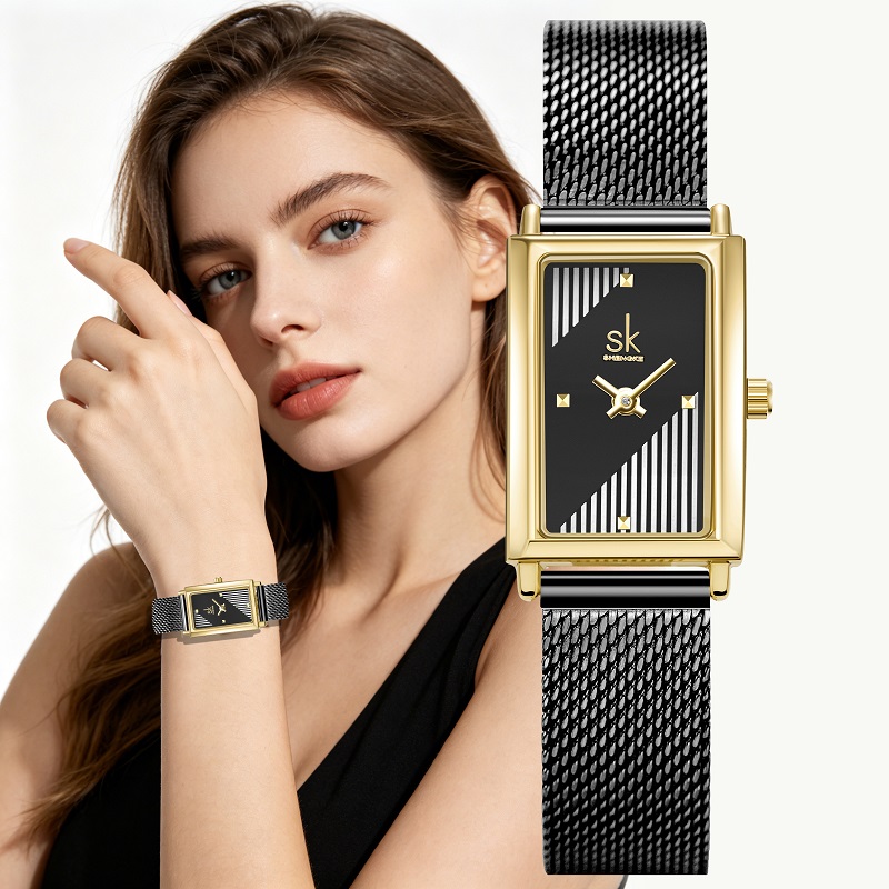 Best Luxury Quartz Watch - Shengke-Montres-bracelets à quartz rectangulaires pour femmes,