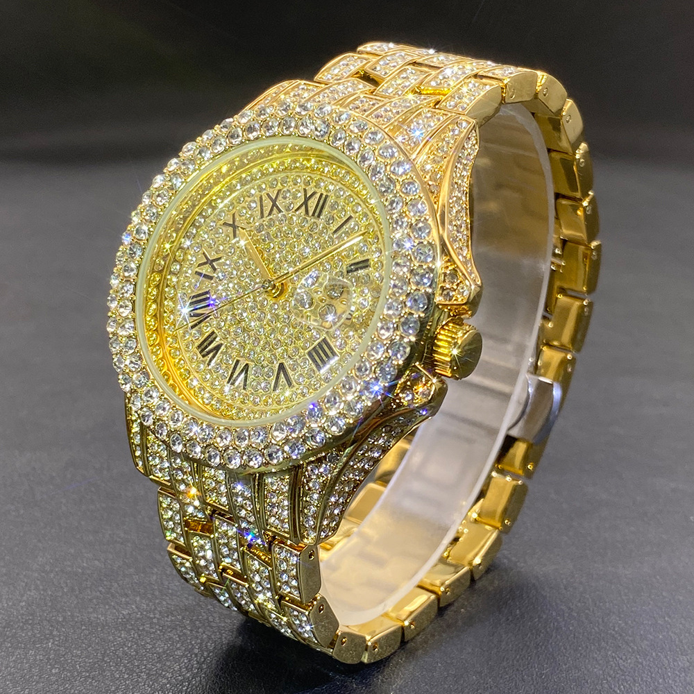 Luxury Watch Black - Montre-bracelet pour homme, style Hip Hop,