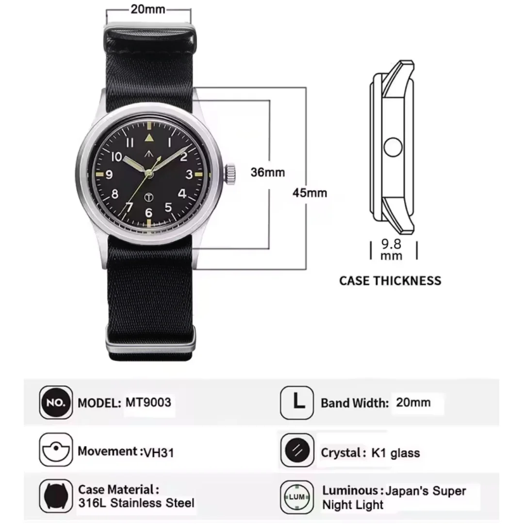 MILITREK MT9003 hommes montre  - Field Watch Military avis et prix