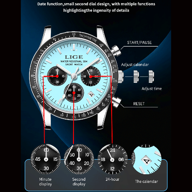 Montre-bracelet LIGE pour homm - Luxury Watch Organizer For Men avis et prix