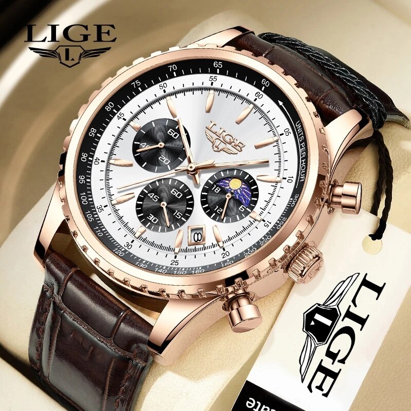LIGE-Montre-bracelet à quartz  - Luxury Watch Organizer For Men avis et prix
