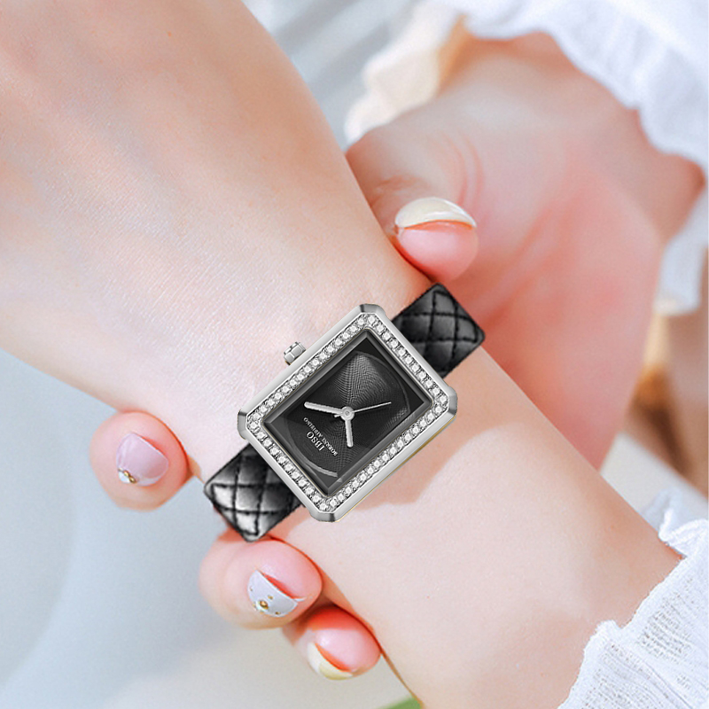 Mode cuir femme montre rectang - Luxury Watch Black avis et prix