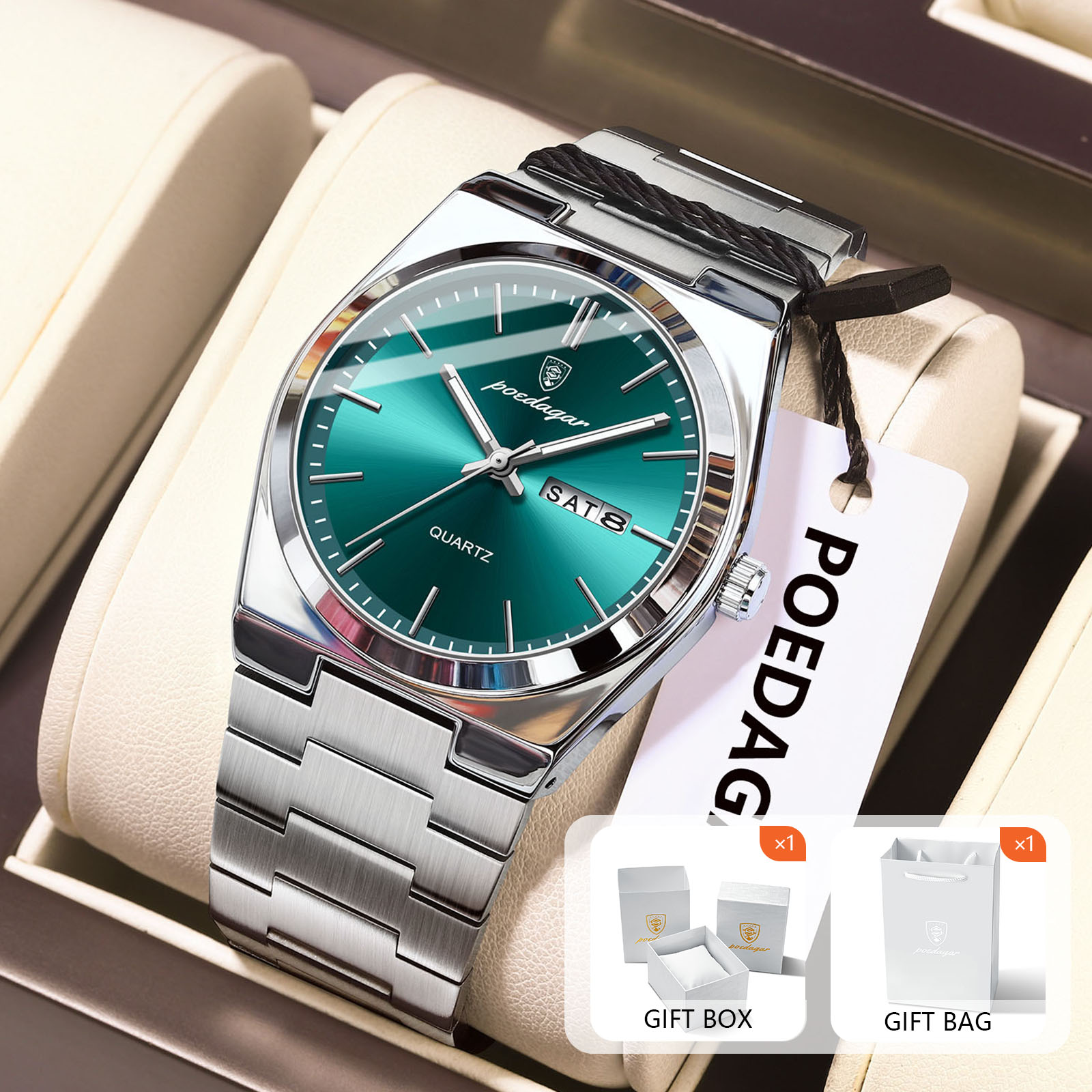 POEDAGAR Original Quartz homme - Luxury Watch Organizer For Men avis et prix